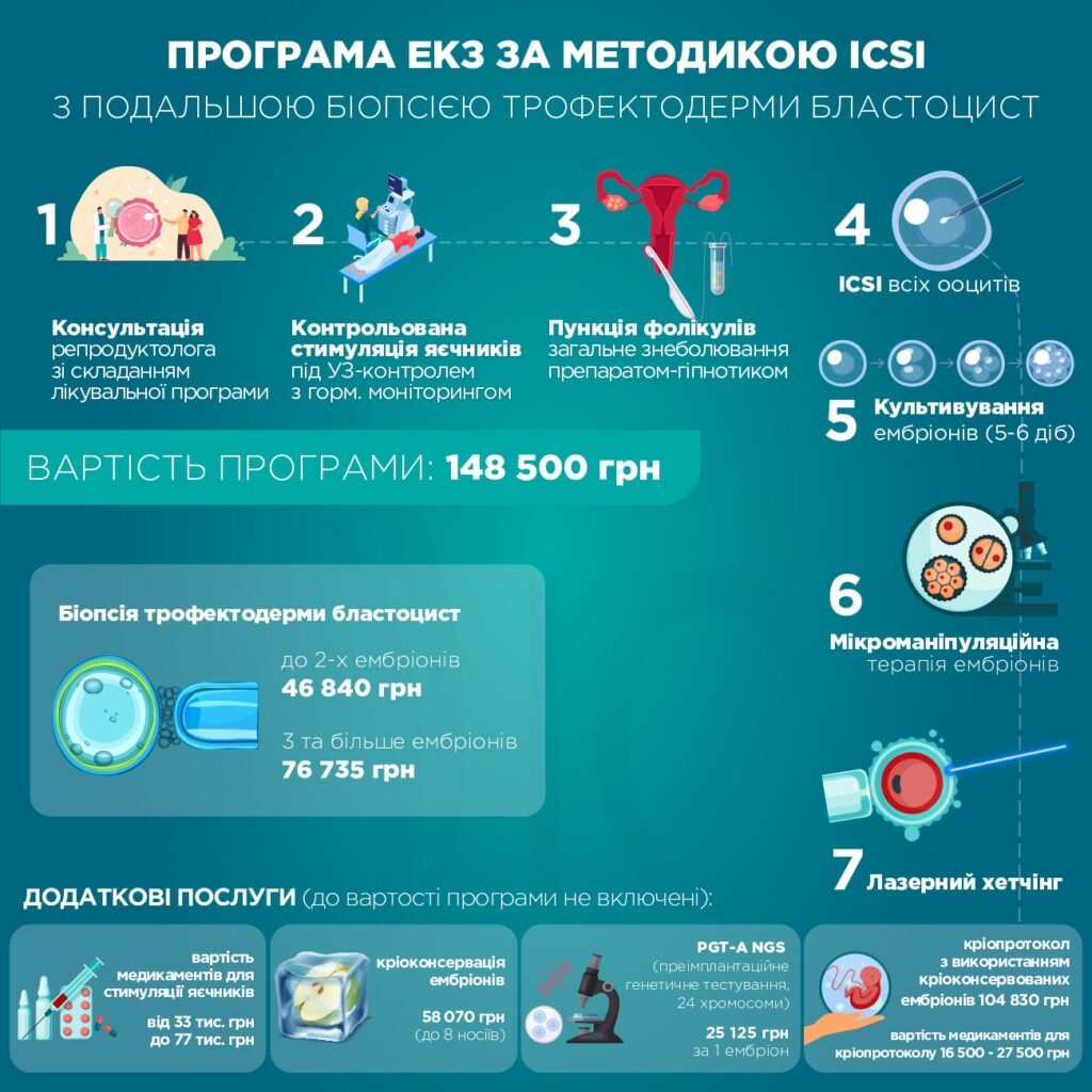 IVF using ICSI with blastocyst trophectoderm biopsy